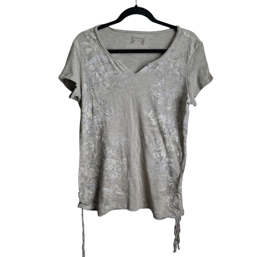 Ruff Hewn Light Gray Floral Short Sleeve Top